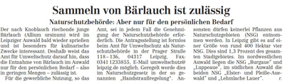 Sammeln von Bärlauch ist zulässig
